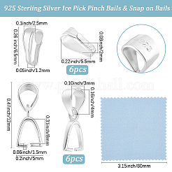 925 Sterling Silver Snap on Bails & Ice Pick & Pinch Bails Findings Kits&nbsp;STER-BBC0009-39