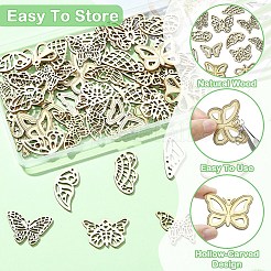 48Pcs 12 Styles Undyed Natural Poplar Wood Pendants&nbsp;WOOD-YW0001-63
