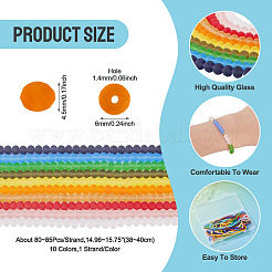 10 Strands 10 Colors Transparent Glass Beads Strands&nbsp;EGLA-TA0013-36