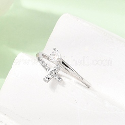 Adjustable Brass Micro Pave Cubic Zirconia Cuff Open Rings&nbsp;CU-CBABA66-05P