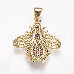 Brass Micro Pave Cubic Zirconia Pendants&nbsp;ZIRC-A009-06G