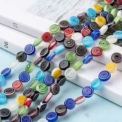 Flat Round Handmade Millefiori Glass Beads&nbsp;LK-R004-50