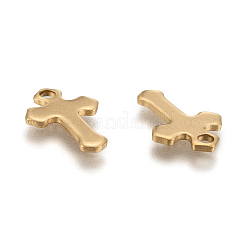 Ion Plating(IP) 304 Stainless Steel Tiny Cross Charms&nbsp;X-STAS-L159-06G