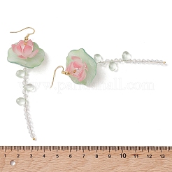 Lotus Flower Brass Dangle Earrings&nbsp;EJEW-TA00796