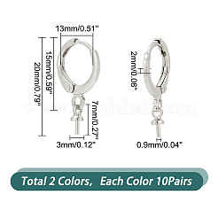 20 Pairs 2 Colors Brass Leverback Earring Findings&nbsp;KK-PH0005-24