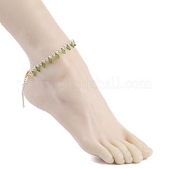 Acrylic Leaf Charm Anklets with Imitation Pearl Beaded for Women&nbsp;AJEW-AN00523