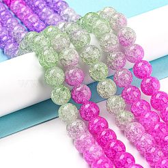 Spray Painted Crackle Glass Beads Strands&nbsp;DGLA-C002-10mm-08