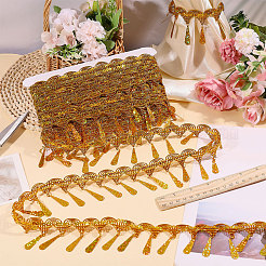 Polyester Metallic Thread Lace Tassel Ribbons&nbsp;OCOR-WH0108-42C