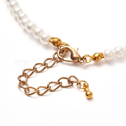 Vintage Painted Round Glass Pearl Beaded Necklace for Girl Women Mother&nbsp;NJEW-JN03665-01