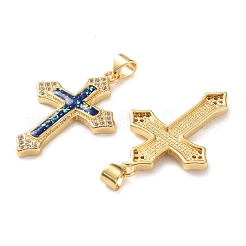 Brass Micro Pave Clear Cubic Zirconia Pendants&nbsp;KK-S048-06G