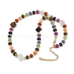 Natural Red Jasper & Red Agate & Quartz Crystal & Green Aventurine & Blue Spot Stone & Topaz Jade & Mahogany Obsidian & Tiger Eye & Synthetic Malachite Beaded Necklaces&nbsp;NJEW-B137-01