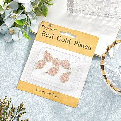6Pcs Brass Enamel Pendants&nbsp;KK-BBC0020-53