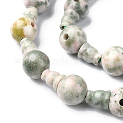Natural Green Line Jasper 3-Hole Guru Bead Strands&nbsp;G-K149-41