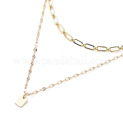 2Pcs 2 Style Rectangle with Good Luck Pendant Necklaces Set&nbsp;NJEW-JN04009