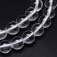 Round Natural Grade AA Quartz Crystal Beads Strands&nbsp;X-G-H1648-8mm-01N-AA