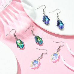 Hamsa Hand Glass Dangle Earrings&nbsp;EJEW-JE05326