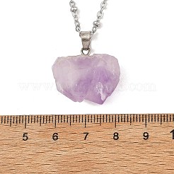 Raw Rough Natural Amethyst Nuggets Pendant 304 Stainless Steel Satellite Chain Necklaces for Women&nbsp;NJEW-JN06536