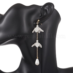 Valentine's Day 304 Stainless Steel & Shell Pearl Dangle Stud Earrings&nbsp;EJEW-TA00808