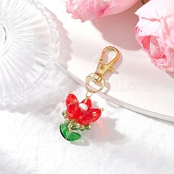 7Pcs 7 Colors Flower Glass Pendants Decorations&nbsp;HJEW-MZ00247