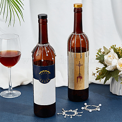 4Pcs Brass & Alloy Rhinestone Wine Bottle Decoration&nbsp;HJEW-OC00030
