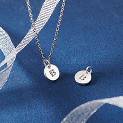 2Pcs 925 Sterling Silver Hollow Flat Round Charms with Jump Rings&nbsp;STER-PH0002-83B