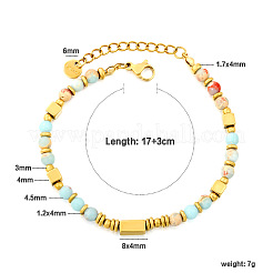 304 Stainless Steel & Round Natural Shoushan Stone Beaded Bracelets&nbsp;WG1A79C-01