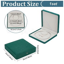 Square Velvet Pearl Necklaces Set Storage Boxes&nbsp;CON-WH0123-07A