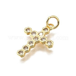 Brass Micro Pave Cubic Zirconia Pendants&nbsp;KK-Z100-44G-01