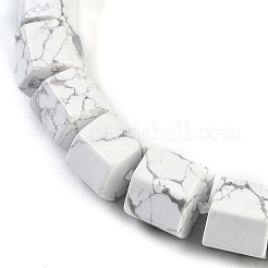 Natural Howlite Hexagon Prism Graduated Beaded Necklaces for Women Men&nbsp;NJEW-K388-03D