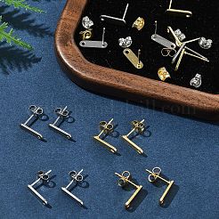 16Pcs 2 Colors 201 Stainless Steel Stud Earring Findings with Hole&nbsp;EJEW-FS0001-18