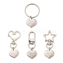 4 Pcs 304 Stainless Steel Heart Keychains&nbsp;KEYC-JKC01373