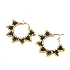 Glass Beaded Hoop Earrings&nbsp;EJEW-MZ00750