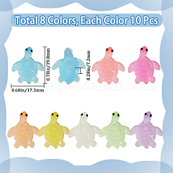 80Pcs 8 Colors Luminous Plastic Sea Turtle Figurine Decoration&nbsp;FIND-GF0007-46