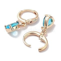 Real 18K Gold Plated Brass Dangle Hoop Earrings&nbsp;EJEW-L269-045G-01