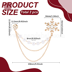2Pcs Alloy & Plastic Imitation Pearl Flower Hanging Chain Brooches&nbsp;FIND-LP0001-62