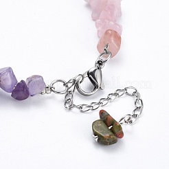 Chakra Jewelry Natural & Synthetic Gemstone Chip Anklets&nbsp;AJEW-AN00269