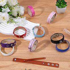 10Pcs 10 Colors Snap PU Leather Bracelet Wristband&nbsp;BJEW-CL0001-27
