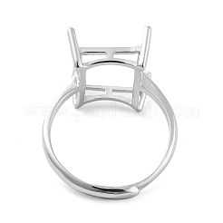 Rectangle Adjustable 925 Sterling Silver Solitaire Ring Settings&nbsp;STER-G042-11P