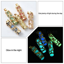 5Pcs 5 Colors Synthetic Luminous Stone Column Pendants&nbsp;FIND-YW0005-92