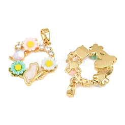 Brass Micro Pave Clear Cubic Zirconia Pendants&nbsp;KK-H262-15G