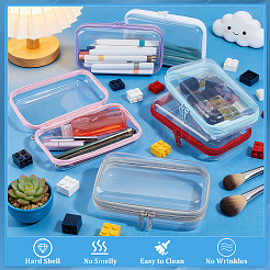 6Pcs 6 Colors Transparent PET Desktop Storage Zipper Boxes&nbsp;ABAG-WA0001-44A