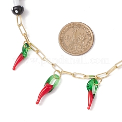 Handmade Lampwork Mushroom & Hot Pepper Pendant Necklaces&nbsp;NJEW-JN05142