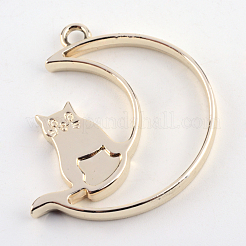 Rack Plating Alloy Kitten Open Back Bezel Pendants&nbsp;PALLOY-S047-38E-FF