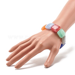 Acrylic Imitation Gemstone Square Beaded Stretch Bracelet for Women&nbsp;BJEW-JB07632