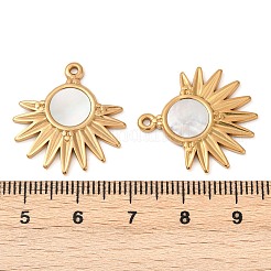 304 Stainless Steel Natural White Shell Pendants&nbsp;STAS-L288-13G-02