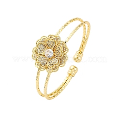 Brass Micro Pave Clear Cubic Zirconia Cuff Bangles for Women&nbsp;BJEW-U025-08G