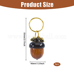 4Pcs Wood & Alloy Keychain&nbsp;KEYC-CA00005