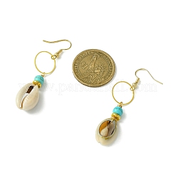 Natural Shell & Synthetic Turquoise Dangle Earrings&nbsp;EJEW-TA00324