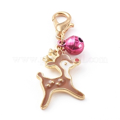 Christmas Theme Light Gold Alloy Enamel Pendants&nbsp;HJEW-JM00469