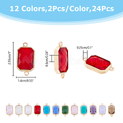 24Pcs 12 Colors Alloy Faceted Glass Connector Charms&nbsp;FIND-FI0001-08A